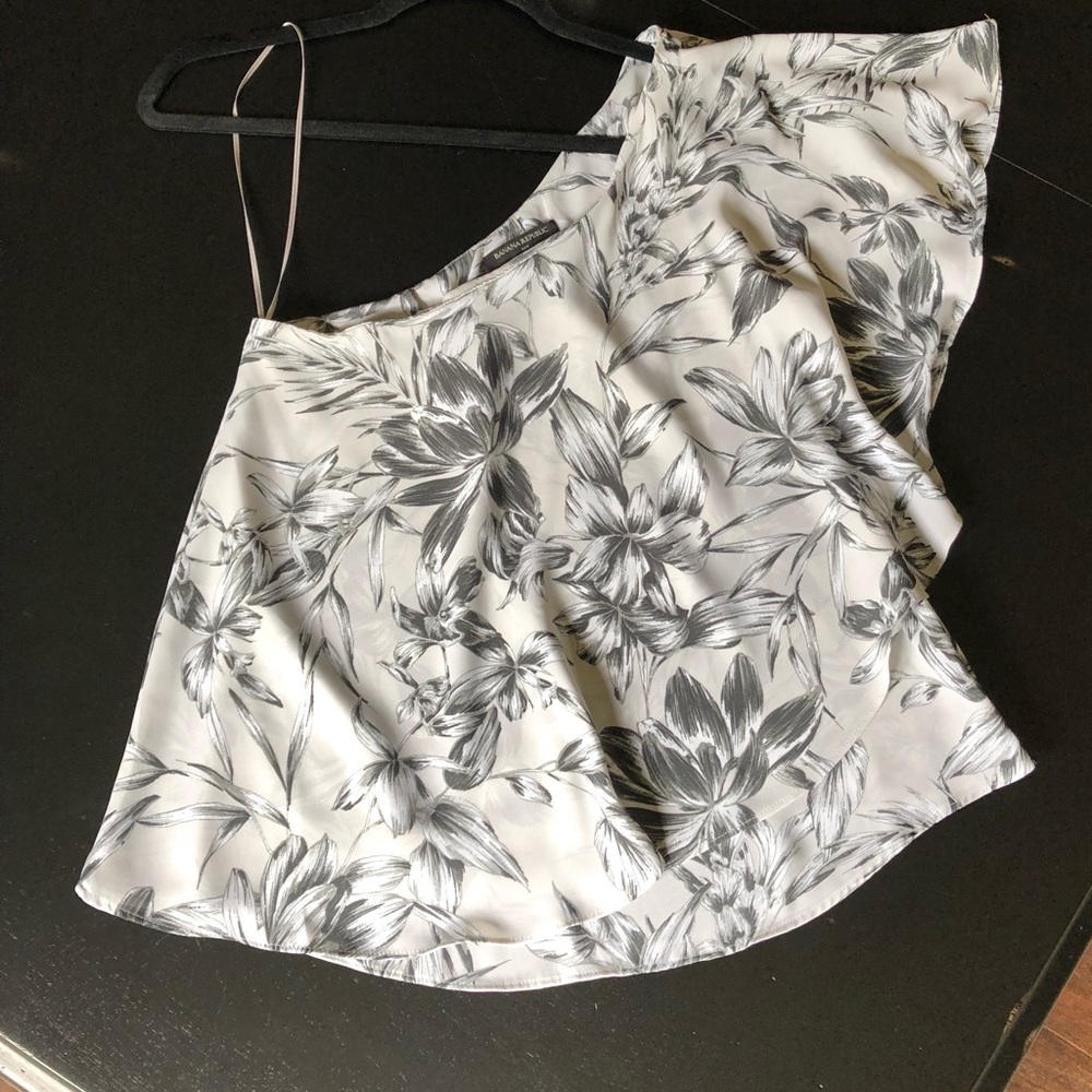 Banana Republic One Shoulder Gray Top